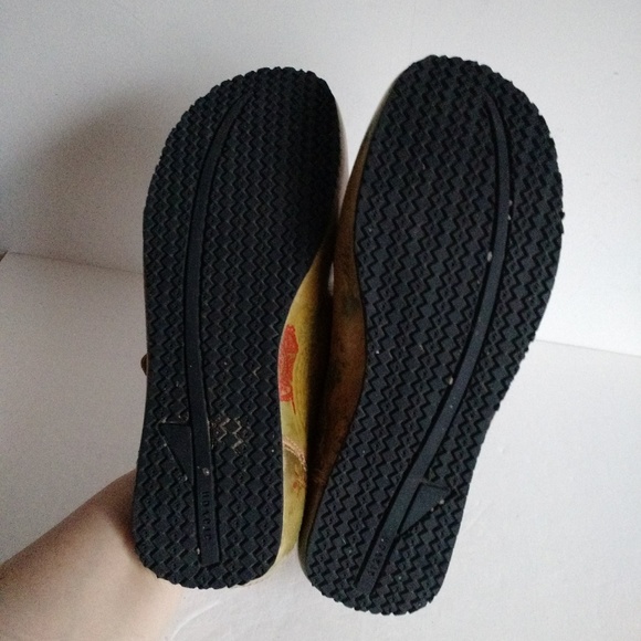 Boho ARAVON Slides Genuine Leather Mustard Floral sandal Slip-on Sandal Flats - Picture 12 of 16